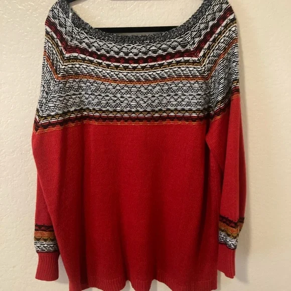 Maurices Red and Black Patterned Sweater - Picture 2 of 3